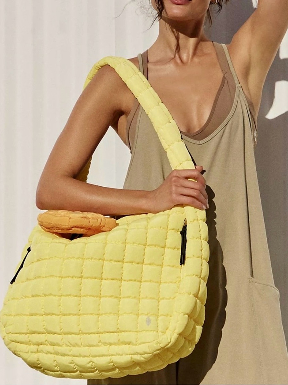 Nwt Free People X Fp Movement Large Quilted Carryall Bag In Yellow
